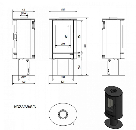 Печь-камин Koza/AB/S/N_1